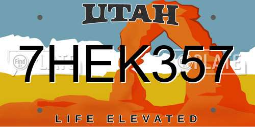 7HEK357 Utah License Plate