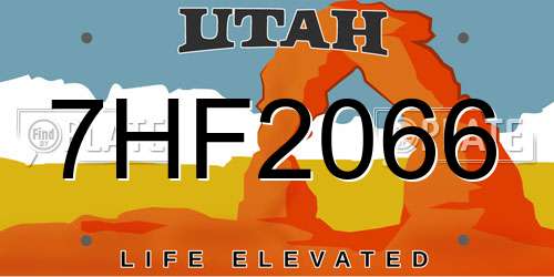 7HF2066 Utah License Plate
