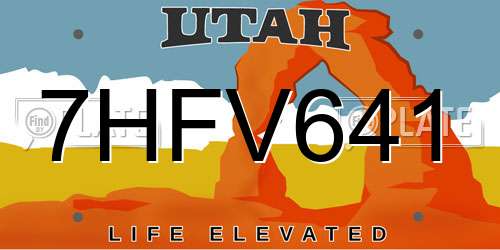 7HFV641 Utah License Plate
