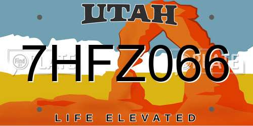 7HFZ066 Utah License Plate