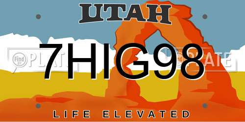 7HIG98 Utah License Plate