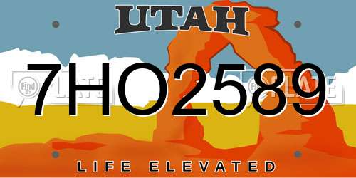 7HO2589 Utah License Plate