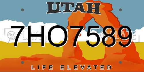 7HO7589 Utah License Plate