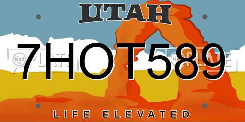 7HOT589 Utah License Plate