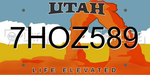7HOZ589 Utah License Plate