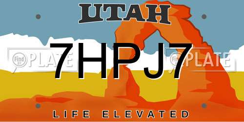 7HPJ7 Utah License Plate