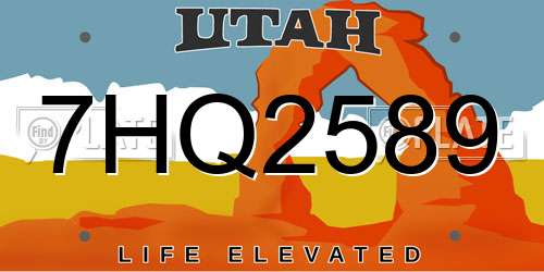 7HQ2589 Utah License Plate
