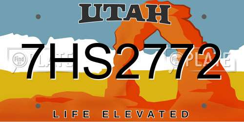 7HS2772 Utah License Plate