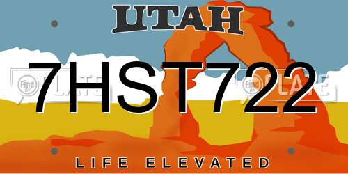 7HST722 Utah License Plate