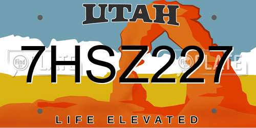7HSZ227 Utah License Plate