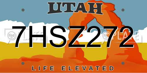 7HSZ272 Utah License Plate