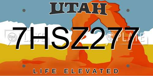 7HSZ277 Utah License Plate