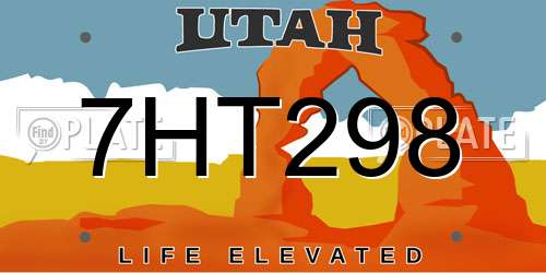 7HT298 Utah License Plate