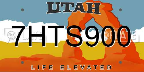 7HTS900 Utah License Plate