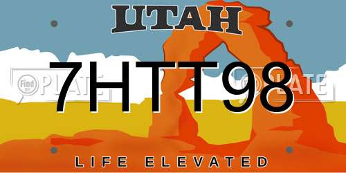 7HTT98 Utah License Plate