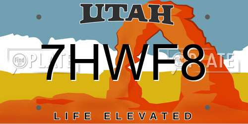7HWF8 Utah License Plate