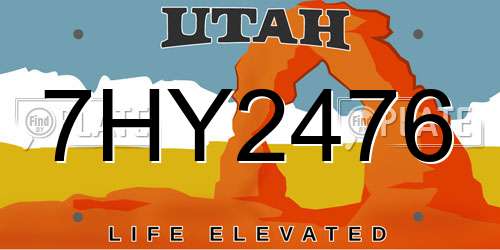 7HY2476 Utah License Plate