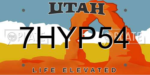 7HYP54 Utah License Plate
