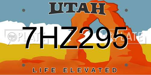 7HZ295 Utah License Plate