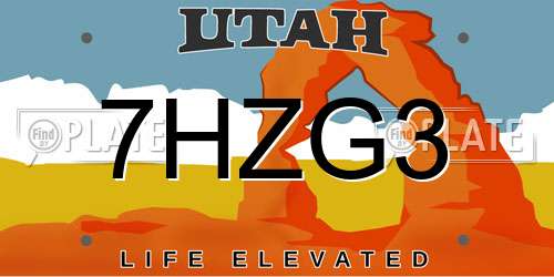 7HZG3 Utah License Plate