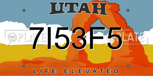 7I53F5 Utah License Plate
