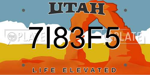 7I83F5 Utah License Plate