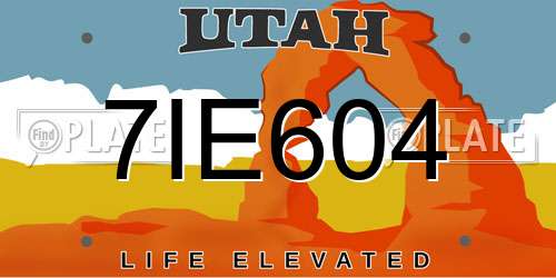 7IE604 Utah License Plate