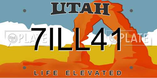 7ILL41 Utah License Plate