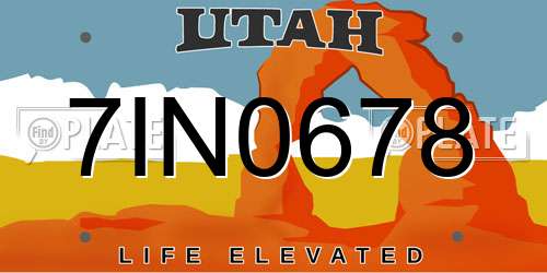 7IN0678 Utah License Plate