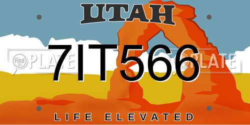 7IT566 Utah License Plate