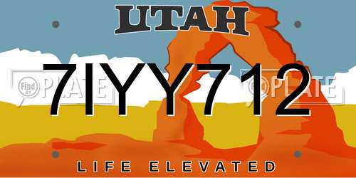 7IYY712 Utah License Plate
