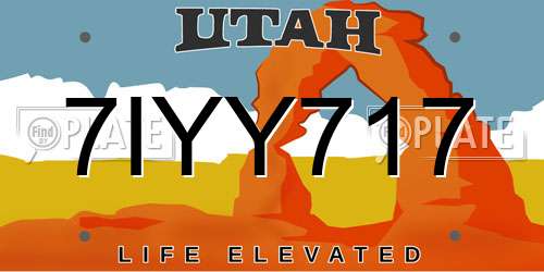 7IYY717 Utah License Plate
