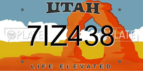 7IZ438 Utah License Plate