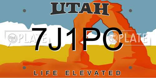 7J1PC Utah License Plate