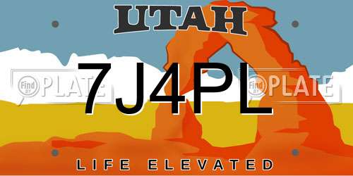 7J4PL Utah License Plate