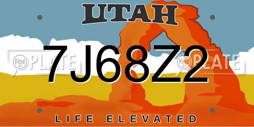 7J68Z2 Utah License Plate
