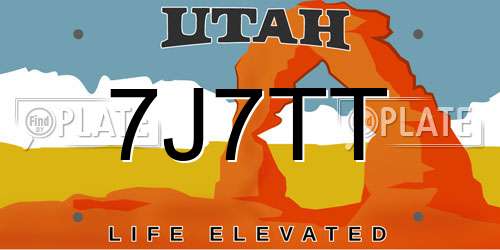 7J7TT Utah License Plate