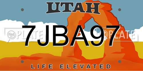 7JBA97 Utah License Plate