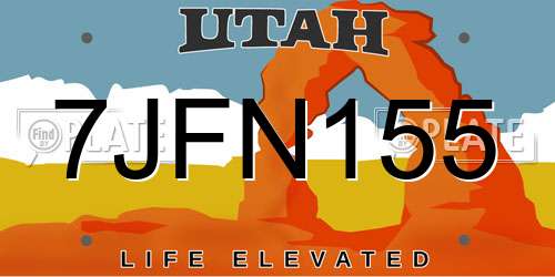 7JFN155 Utah License Plate