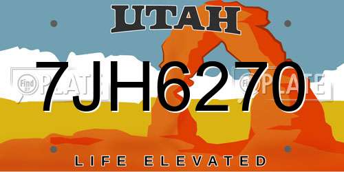 7JH6270 Utah License Plate