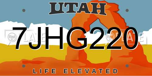 7JHG220 Utah License Plate