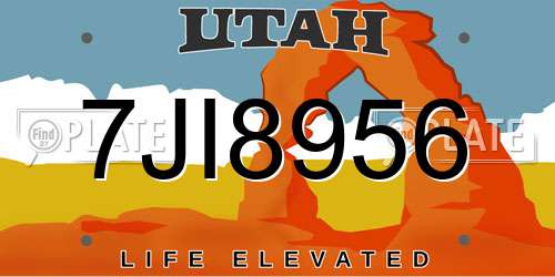 7JI8956 Utah License Plate