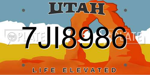 7JI8986 Utah License Plate
