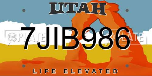 7JIB986 Utah License Plate