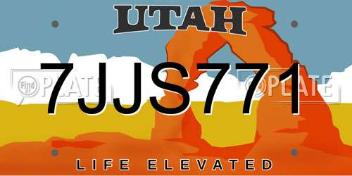 7JJS771 Utah License Plate