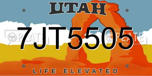 7JT5505 Utah License Plate