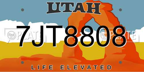 7JT8808 Utah License Plate