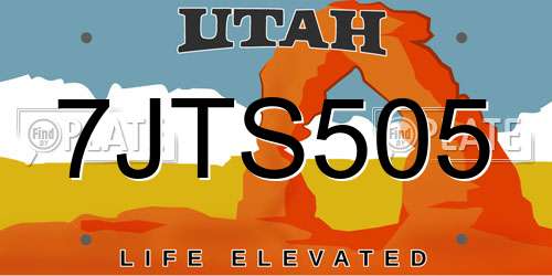 7JTS505 Utah License Plate