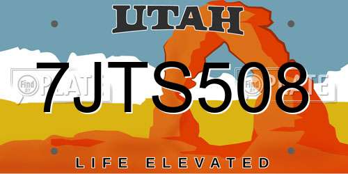 7JTS508 Utah License Plate