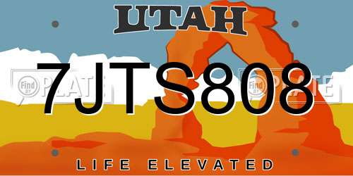 7JTS808 Utah License Plate